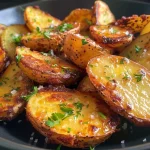 Nahaufnahme von knusprigen Airfryer Kartoffeln in einer Schüssel.