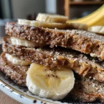 Nahaufnahme von saftigen Blitzbananenhaferflockenkeksen auf einem Teller.