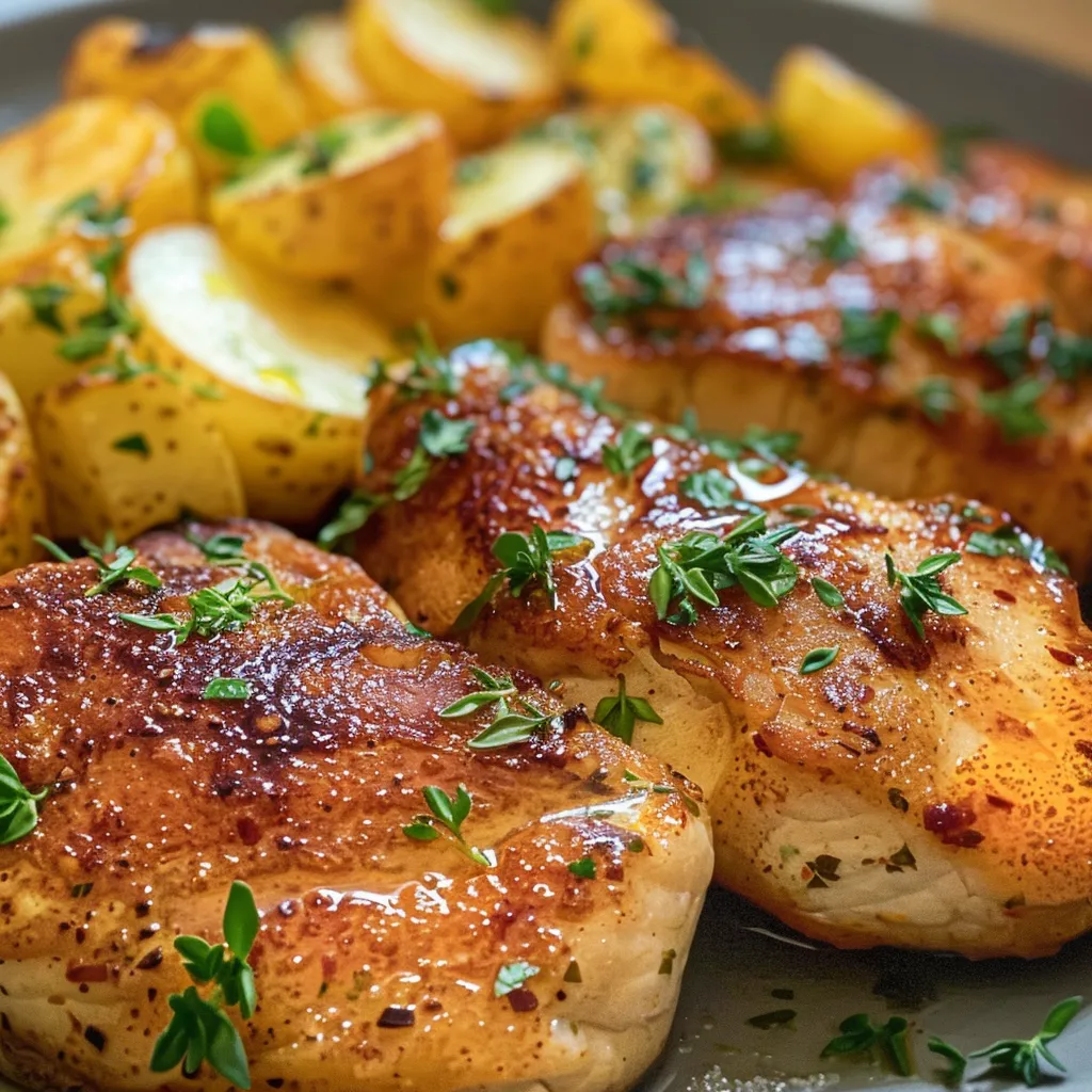 Seiteansicht eines frisch gebackenen Hühnchen- und Kartoffelauflaufs mit Käseoberfläche.