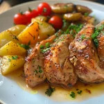 Nahaufnahme eines Hähnchen-Reis-Eintopfs in einer Schüssel.