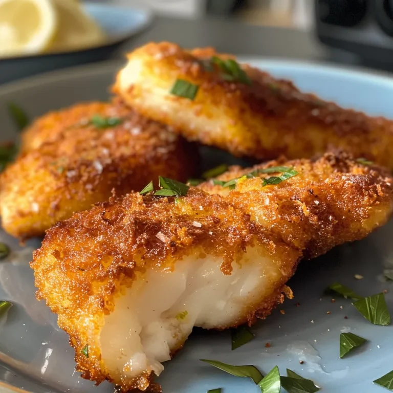Kross und Lecker: Fischstäbchen im Airfryer für Schnelle Genießer Saftige Fischstäbchen, knusprig im Airfryer, seitliche Ansicht.