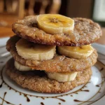 Blick auf saftige Haferflocken-Bananen-Kekse in Nahaufnahme.