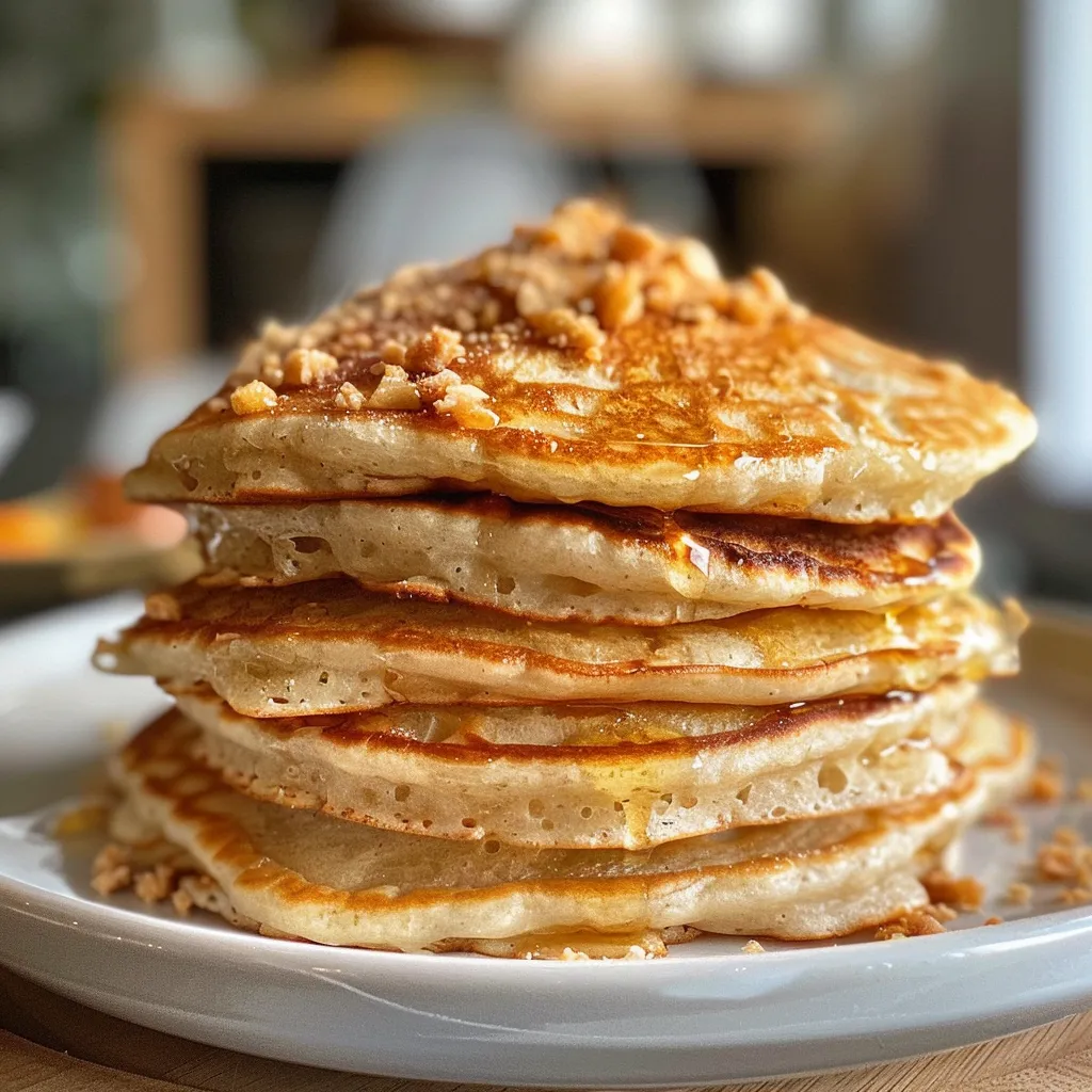 Nahaufnahme von Haferflocken Pfannkuchen auf einem Teller.