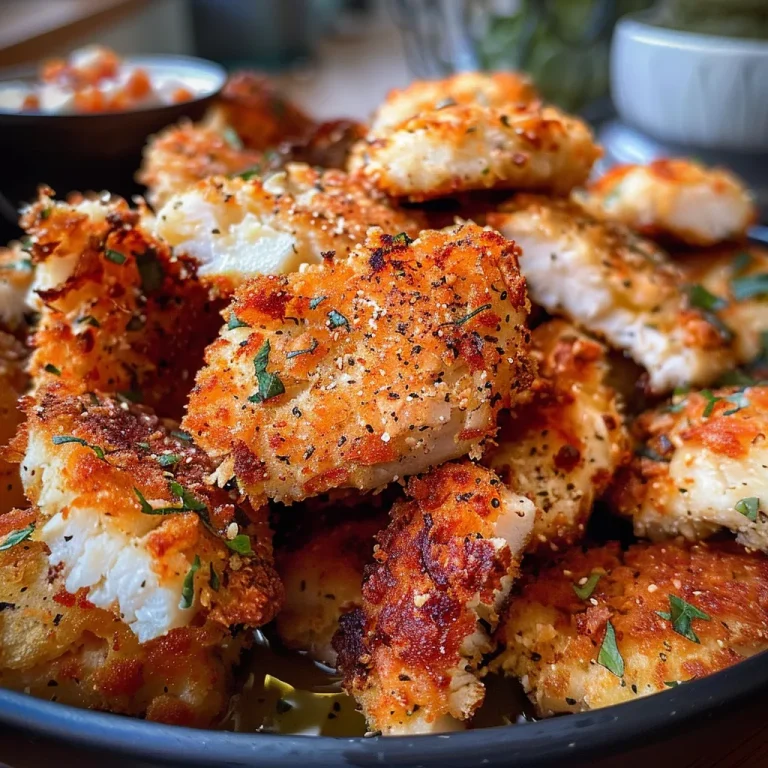 Knusprige Hähnchen Nuggets aus dem Backofen, goldbraun und saftig.