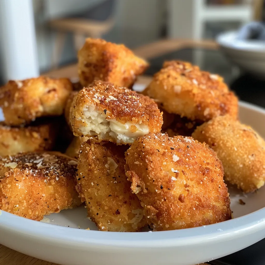 Saftige Hähnchen Nuggets mit knuspriger Panade, frisch aus dem Ofen.
