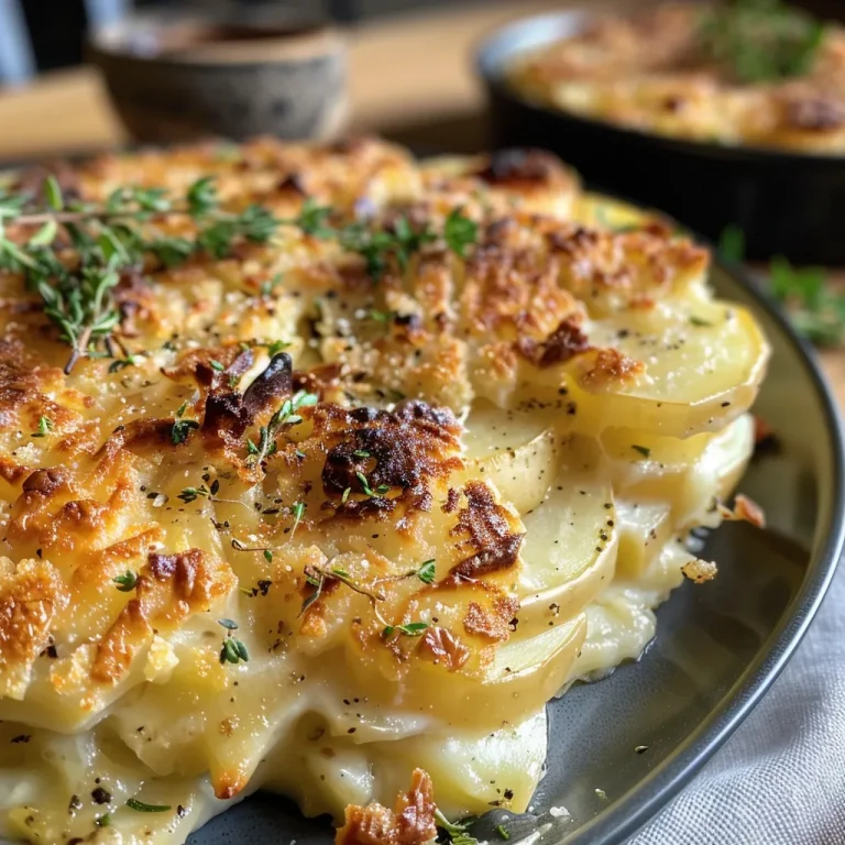 Köstlicher Kartoffelauflauf: Einfach und Schnell für die ganze Familie Nahaufnahme eines Kartoffelauflaufs mit goldbrauner Käsekruste.