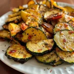 Nahaufnahme von knusprigen Gemüsechips aus Karotte, Zucchini und Paprika.