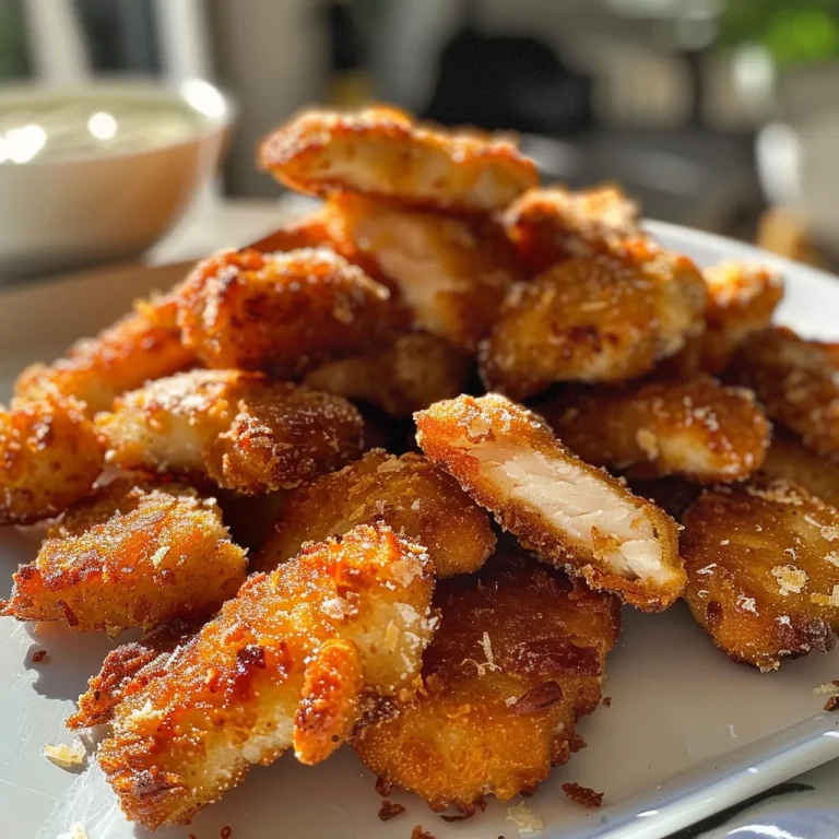 Frittierte Hähnchen Nuggets auf einem Teller, goldbraun und knusprig.