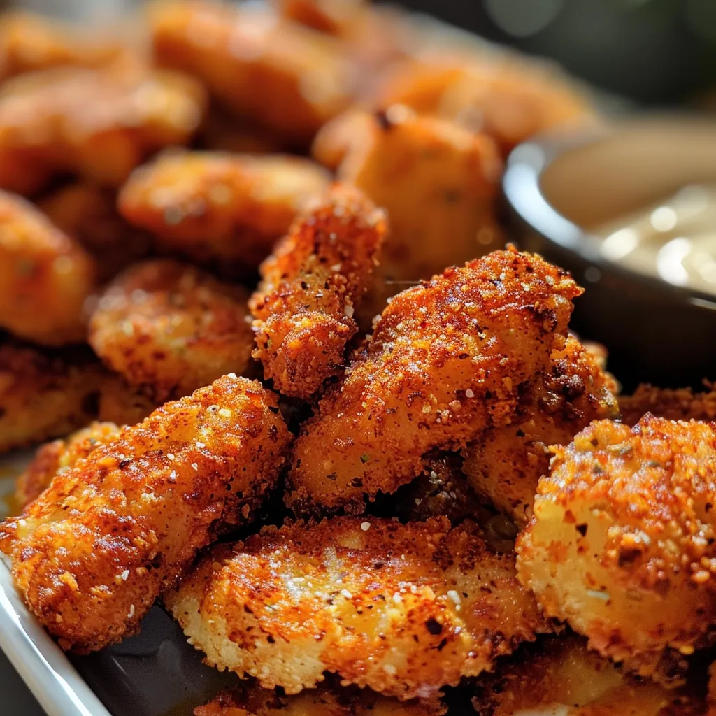 Saftige Hähnchen Nuggets aus dem Backofen, in ansprechender Anordnung.
