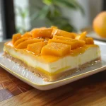 Nahaufnahme eines Glases mit niedrigem Kohlenhydrat-Mango-Dessert.