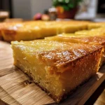 Saftiger Quarkkuchen ohne Zucker, seitliche Ansicht.