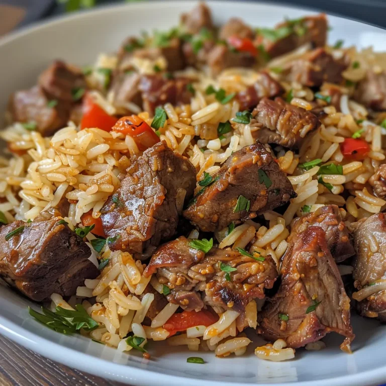 Einfach und Lecker: Reis-Hackfleisch-Pfanne für jeden Tag Nahaufnahme einer Reis-Hackfleisch-Pfanne mit bunten Zutaten.