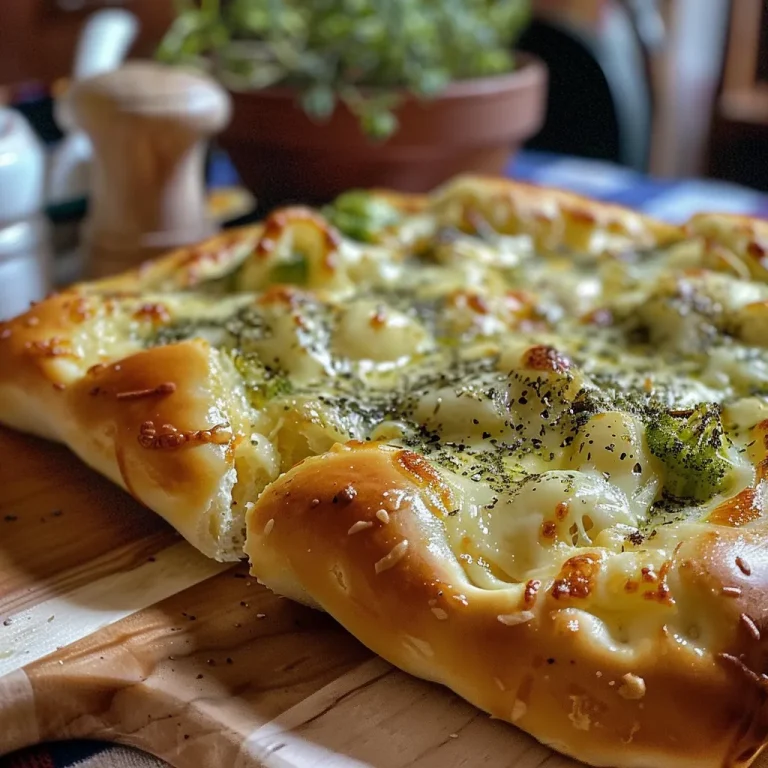 Primer plano de un delicioso gratinado de brócoli y queso, visto desde un lado.