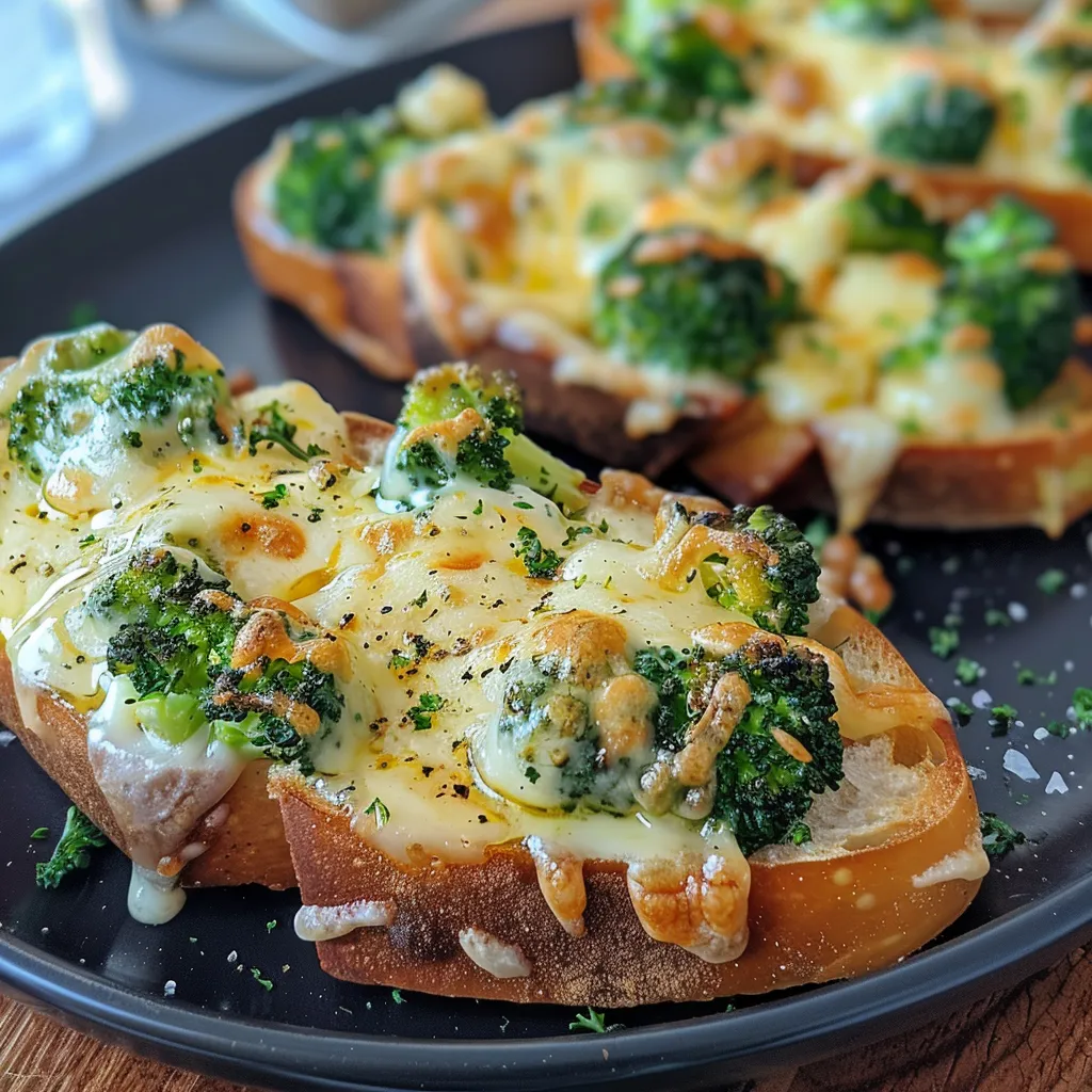 Ración jugosa de un gratinado de brócoli y queso en una bandeja.