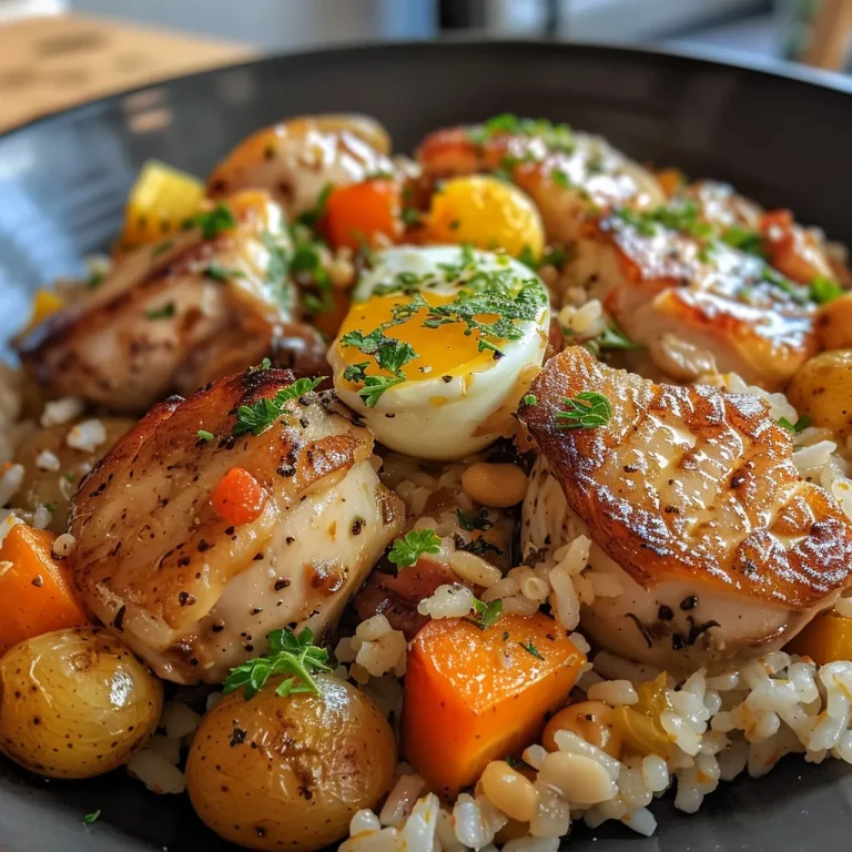 Arroz frito con huevo y verduras, visto de lado.