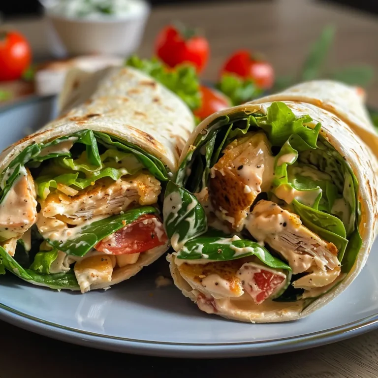 Primer plano de wraps de ensalada de pollo, frescos y jugosos, en un plato.
