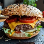 Primer plano de un delicioso cheeseburger-Auflauf bajo en carbohidratos, con queso derretido y carne.