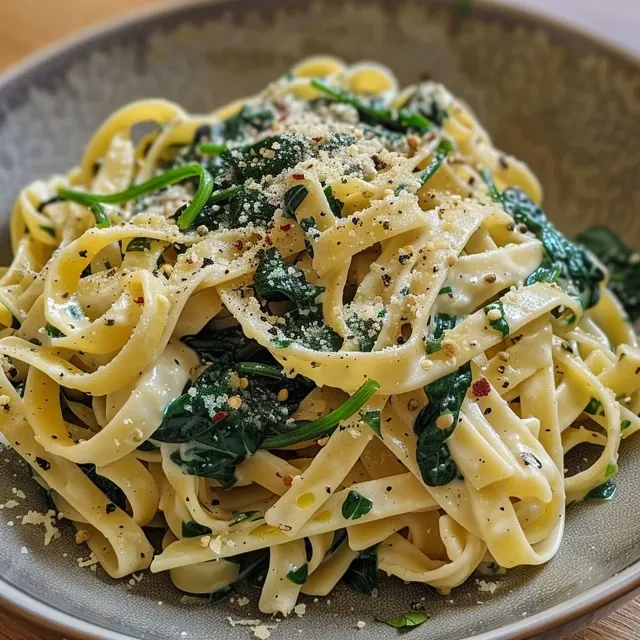 Primer plano de un plato de pasta con ingredientes frescos y crema.