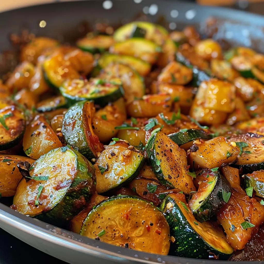 Side view of large raw shrimp with zucchini and red bell pepper, seasoned and ready for baking in foil.