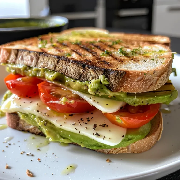 Nahaufnahme eines Hähnchen-Avocado-Melt-Sandwiches mit zerrupftem Hähnchen und geschmolzenem Käse.