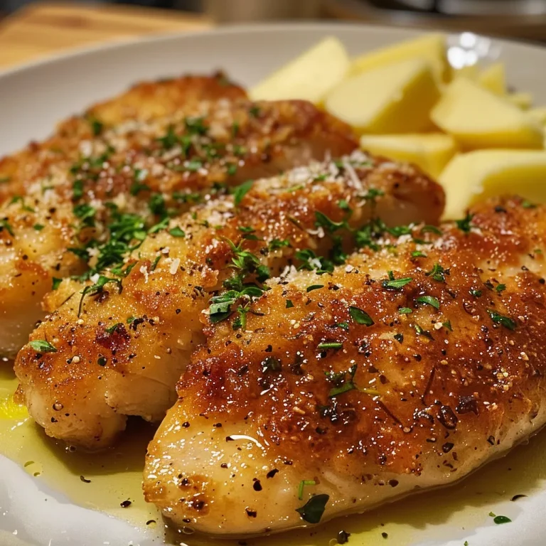 Schnelle Hähnchenbrust-Pfanne mit würziger Butter Tazón de pollo salteado con salsa de mantequilla, ajo y especias, con trozos de pollo dorado.