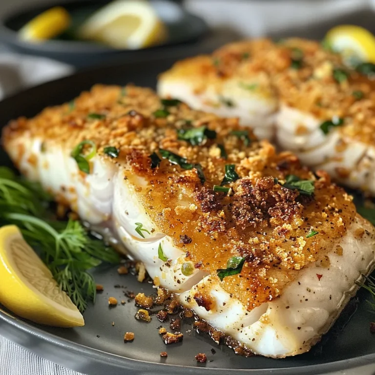 Nahaufnahme eines Lachsfilets mit einer goldbraunen Kräuterkruste aus dem Ofen.