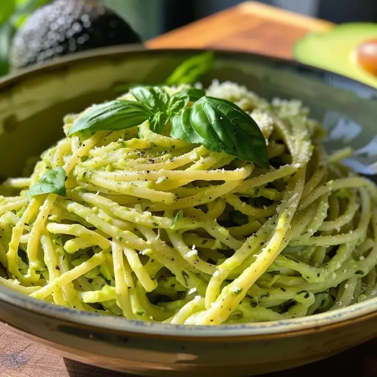 ['Close-up view of creamy avocado pasta topped with diced chicken and garnished with fresh herbs.', 'Side view of a bowl filled with creamy avocado pasta, cherry tomatoes, and green herbs on top.', 'Detailed shot of a pasta dish featuring avocado sauce, roasted cherry tomatoes, and a sprinkle of parmesan.', 'Vibrant close-up of creamy avocado pasta with chunks of chicken, fresh basil, and olive oil drizzle.']