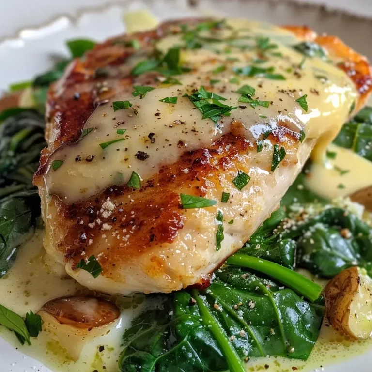 ['Close-up view of creamy chicken with spinach in a pan.', 'Juicy chicken breast fillets cooked with fresh spinach and cream.', 'Side view of a skillet filled with delicious creamy chicken and spinach.', 'A vibrant dish featuring chicken, spinach, and creamy sauce in a frying pan.']