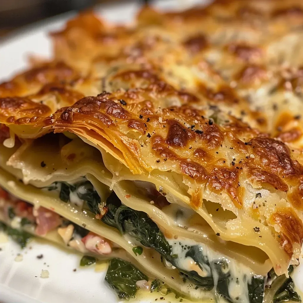 ['Juicy Florentiner Hähnchen with spinach and cheese, close-up view.', 'Side view of Florentiner Hähnchen showcasing melted cheese and greens.', 'Delicious Florentiner Hähnchen with a creamy sauce, close up.', 'Close-up of golden-brown Florentiner Hähnchen with spinach and parmesan.']