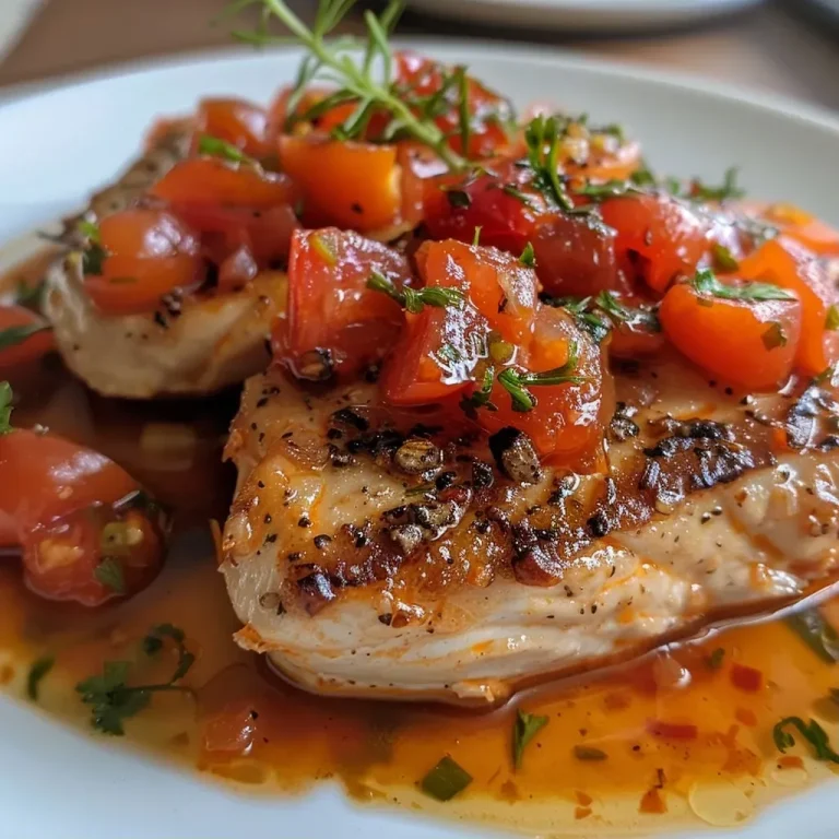 ['A close-up view of a delicious Hähnchen-Tomaten-Auflauf with vibrant tomatoes and tender chicken.', 'Side view of a juicy chicken and tomato casserole, showcasing its colorful layers.', 'A detailed image of Hähnchen-Tomaten-Auflauf, highlighting the rich ingredients and textures.', 'Close-up of a baked chicken and tomato dish, with melting feta cheese on top.']