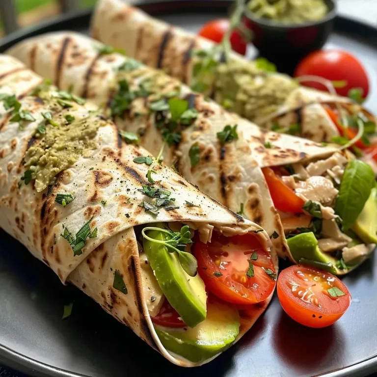 ['Close-up view of juicy Hähnchen wraps filled with chicken, tomatoes, and avocado.', 'Side view of delicious Hähnchen wraps showcasing fresh ingredients and textures.', 'Appetizing Hähnchen wraps with visible fillings of chicken and salad ingredients.', 'Colorful Hähnchen wraps stacked, highlighting the blend of toppings and sauces.']