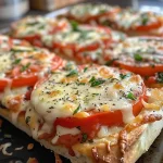 ['Juicy Hähnchenbrust topped with melted cheese and tomatoes.', 'Side view of baked chicken breast with tomato and mozzarella.', 'Close-up of a baked chicken dish featuring tomato and mozzarella.', 'Delicious Hähnchenbrust with fresh basil and tomato layers.']