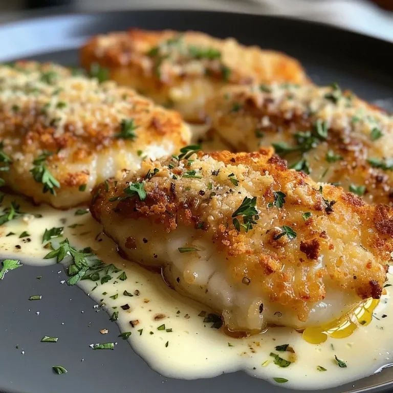 ['Close-up view of juicy chicken fillet in creamy parmesan sauce with vegetables.', 'Side view of Hähnchenfilet served in a rich Frischkäse-Parmesan sauce.', 'Deliciously plated chicken fillet in a creamy sauce with colorful tomatoes.', 'Succulent chicken breast topped with creamy sauce and vibrant herbs.']