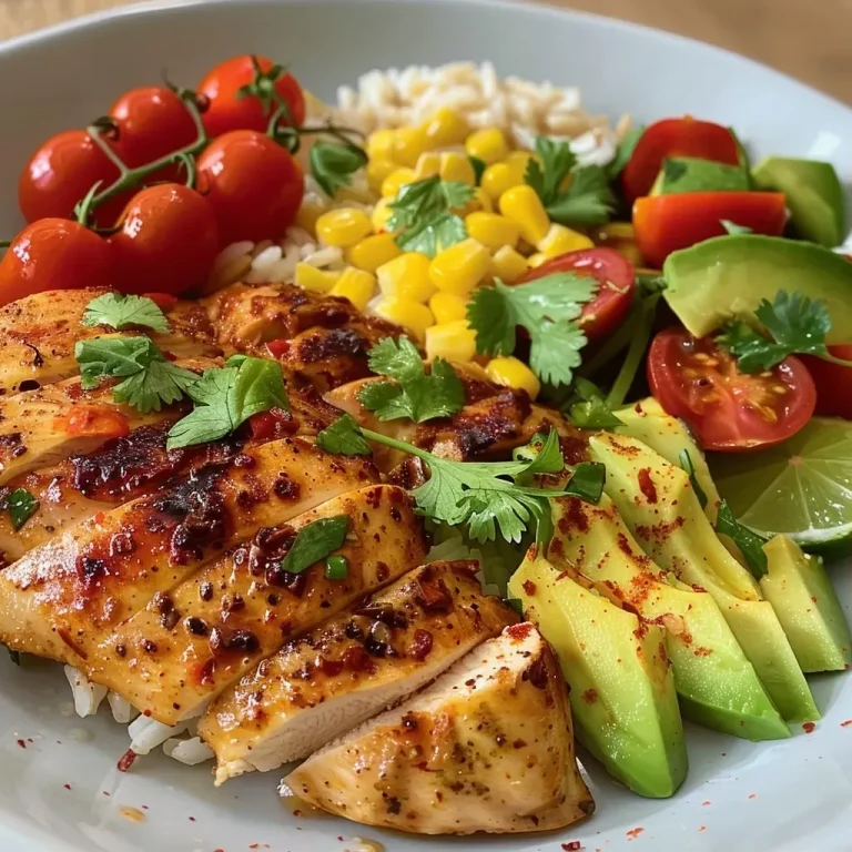 ['Juicy honey lime chicken served over a bed of avocado rice with colorful vegetables.', 'Close-up dish featuring tender chicken, creamy avocado, and vibrant cherry tomatoes.', 'Healthful bowl showcasing lime-infused chicken with rice, avocado slices, and greens.', 'Deliciously arranged honey lime chicken, avocado, and fresh ingredients in a rice bowl.']