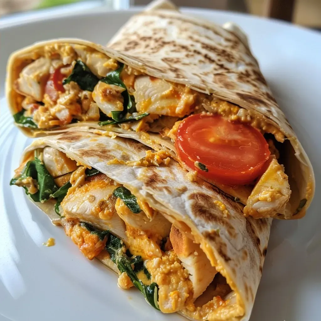 ['Close-up view of a juicy low-carb protein wrap filled with colorful ingredients.', 'Side view of a delicious low-carb wrap showcasing a variety of fresh fillings.', 'Detailed shot of a low-carb protein wrap on a plate, highlighting its texture and ingredients.', 'Close-up of a healthy low-carb protein wrap, emphasizing its enticing fillings and color.']