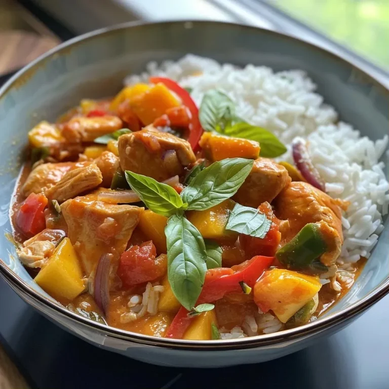 ['Close-up of a juicy mango chicken bake with colorful peppers and onions.', 'Side view of mango chicken casserole featuring vibrant mango chunks and herbs.', 'Delicious mango chicken bake served with rice, showcasing a rich sauce and fresh ingredients.', 'A flavorful mango chicken dish with visible layers of chicken, vegetables, and mango.']