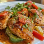 ['Close-up of a creamy Paprika Hähnchen Pfanne with rice, highlighting juicy chicken and colorful peppers.', 'Side view of Paprika Hähnchen Pfanne featuring tender chicken, red bell pepper, and a serving of basmati rice.', 'Juicy Paprika chicken dish served with rice, showcasing a vibrant mix of ingredients in a creamy sauce.', 'Detailed close-up of a delicious Paprika Hähnchen Pfanne, emphasizing rich textures and appetizing colors.']