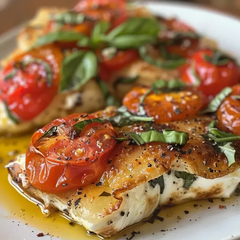 ['Juicy Tomate-Mozzarella-Hähnchen with melted cheese and colorful cherry tomatoes.', 'Close-up of oven-baked chicken topped with mozzarella, tomatoes, and basil.', 'Side view of succulent chicken breast garnished with fresh ingredients.', 'Flavorful baked chicken with mozzarella and vibrant cherry tomatoes.']