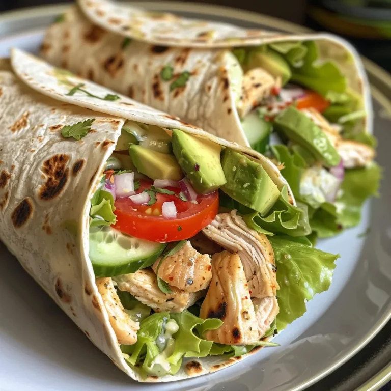 ['Close-up view of a Chicken Avocado Wrap filled with sliced chicken, avocado, lettuce, and vegetables.', 'A side view of a juicy Chicken Avocado Wrap showcasing colorful ingredients like avocado and tomato.', 'Detailed shot of a Chicken Avocado Wrap with visible layers of chicken, cheese, and fresh vegetables.', 'Close-up image of a Chicken Avocado Wrap with vibrant colors and textures from the fresh ingredients.']
