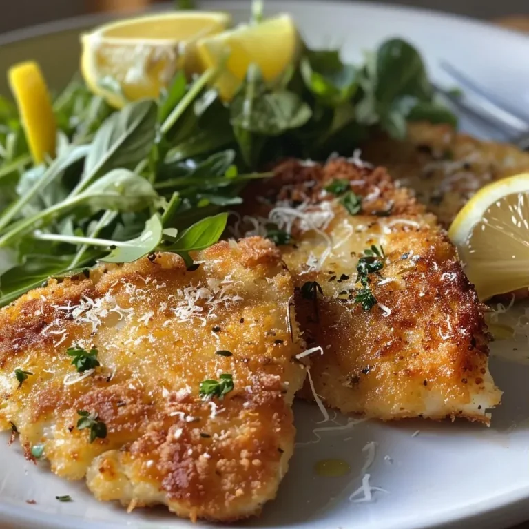 ['Juicy Zitronen-Parmesan-Pfannenhähnchen in a skillet, garnished with fresh parsley.', 'Close-up view of golden-brown Zitronen-Parmesan chicken fillets with lemon slices.', 'A side view of a skillet with sizzling Zitronen-Parmesan chicken, highlighting the crispy texture.', 'Deliciously cooked Zitronen-Parmesan chicken breast, surrounded by fresh herbs and lemon zest.']